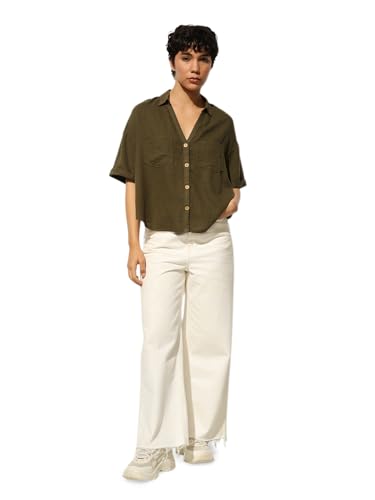 ONLY Women's Regular Dark Green Shirt