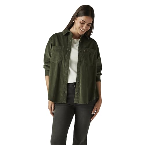 Levi's Women's Solid Olive Spread Collar Shirt