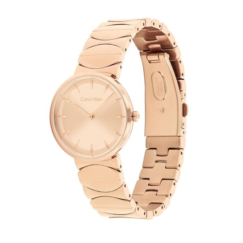 Calvin Klein Ck Enchant Qtz Basic Slim Carnation Gold Round Dial Women's Watch|Ionic Plated Rose Gold Steel Material|Rose Gold Color Band - 25700001