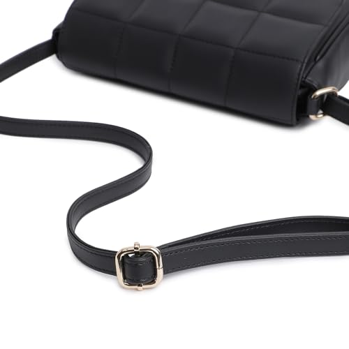 Fastrack Quilted Sling Bag for Women | Chic Crossbody Bag for Girls, Ladies, Women | Spacious Bag with Slip Pocket Made of Faux Leather (Black)