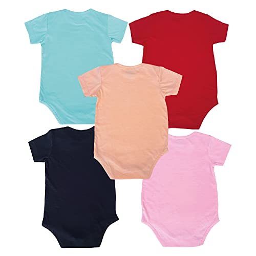 Fflirtygo Baby Wear Cotton Jumpsuit/Infants Rompers Half Sleeves/Body Suit Multi-Color Romper for Baby Boys and Girls Set of 5Pcs Combo Pack