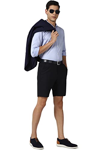 Peter England Men's Chino Shorts (PESROSLFX99991_Black_M)