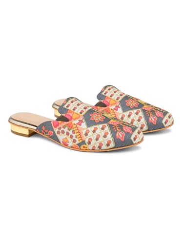 pelle albero Women Grey Slip-On Mules Flats Sandals - PA-ES-1253_Grey_36