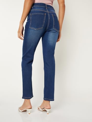 Max Women Washed Slim Straight Jeans (Blue_26)