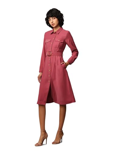 ONLY Women Pink Fit and Flare Shirt Dress
