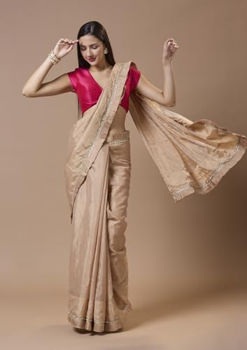 SALWAR STUDIO Pink Silk V Neck Readymade Blouse with Short Sleeves