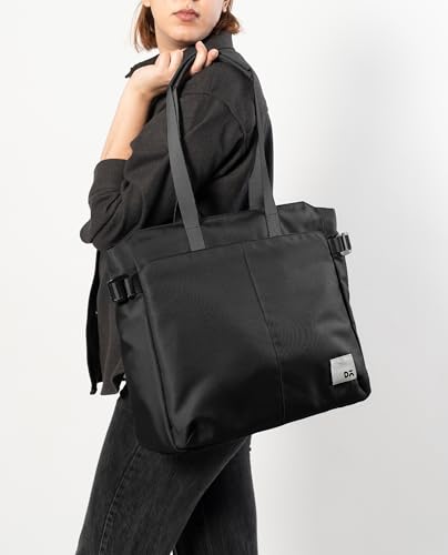 DailyObjects Recycled PET Dual Color Key Tote Bag For Women & Girls | Stylish Ladies Purse for Everyday Essentials | Fits any Laptop Upto 15.6 Inch | Padded Laptop Compartment - (Space Black)
