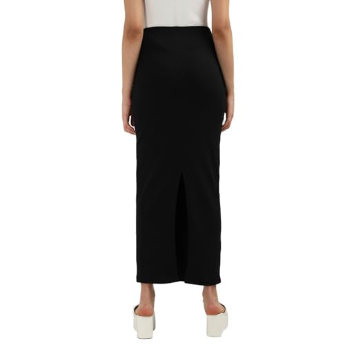 Tommy Hilfiger Black Cotton Solid Women Slim Fit Maxi Skirt