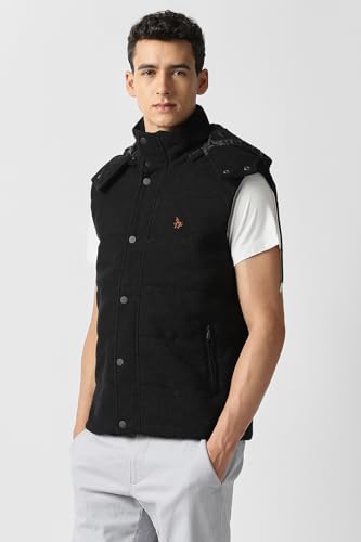 Men Black Solid Casual Jacket