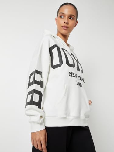 Max Women Printed Oversized Sports Sweatshirt(White_M)