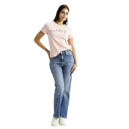 Women's High Rise Ribcage Straight Fit Blue Jeans