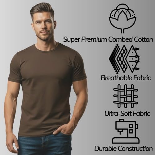 Khakey Men’s Cotton T-Shirt Pack of 4 | Round Neck Half Sleeve Plain T Shirt for Men | 100% Pure Cotton Regular Fit Casual Wear | Bio Wash