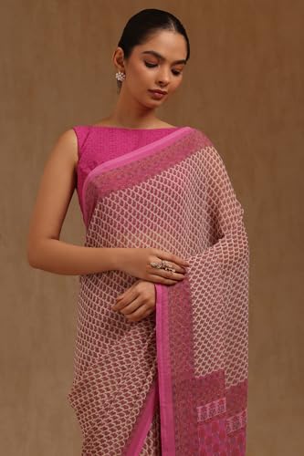 Soch Womens Magenta Georgette Floral Print Saree