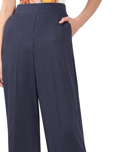 VERO MODA Women's Flared High-Rise Navy Pants