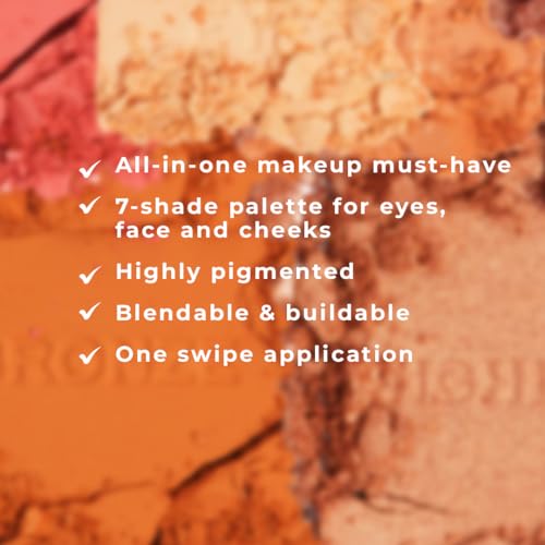 Revolution Pro- Iconic Eye & Cheek Palette- Light/Medium |All-in-one makeup must-have |7-shade palette for eyes, face and cheeks |Highly pigmented |Blendable & buildable |12gm