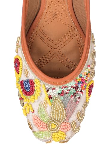 DESI COLOUR Women Embellished MultiColour Punjabi Jutti (Multi, UK Footwear Size System, Adult, Women, Numeric, Medium, 5)