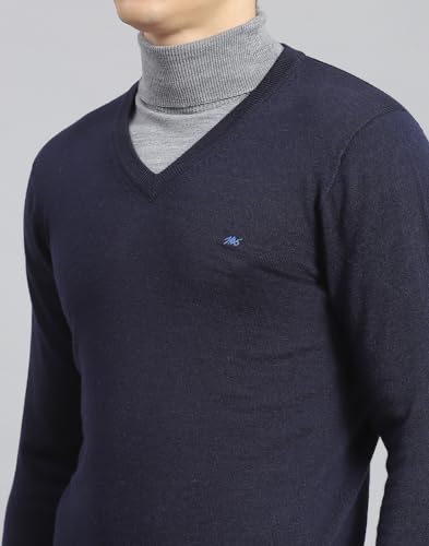 Monte Carlo Navy Solid V Neck Pullover(3XL)