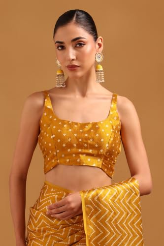 Soch Womens Mustard Viscose Bandhani Saree