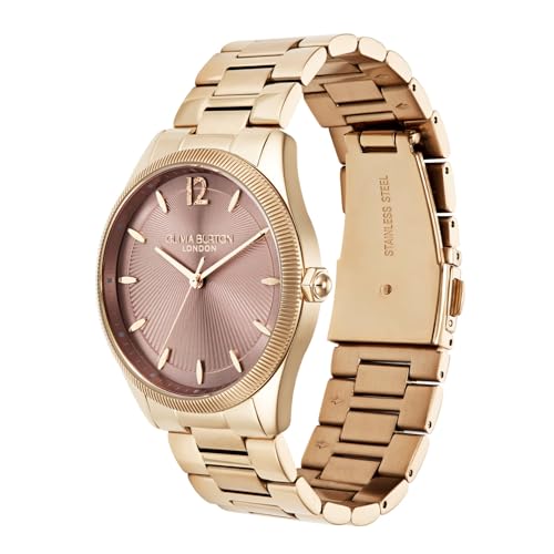 Olivia Burton Radiate Qtz Basic Mellow Rose Round Dial Women's Watch|Ionic Plated Rose Gold Steel Material|Rose Gold Color Band - 24000179