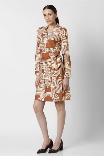 Van Heusen Women's Viscose Modern Above Knee Dress (VWDRURGFH97356_Brown