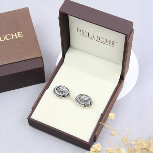 Peluche Contemporary Metal Art - (Oval) Cufflinks for Men