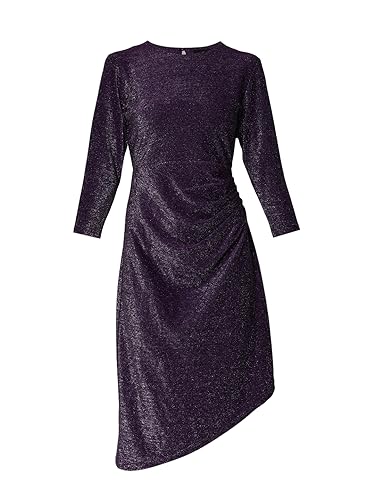 VERO MODA Women Self Design Polyester Knee Length Purple Shift Dress