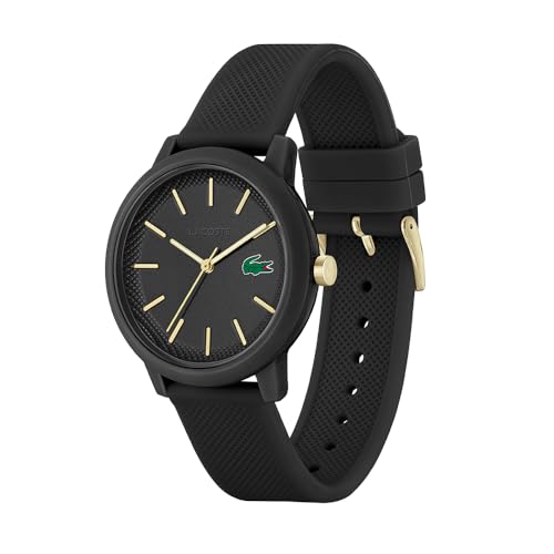 Lacoste Lacoste.12.12 Qtz Basic Black Round Dial Men's Watch|Black Silicone Material|Multi Color Band - 2011233