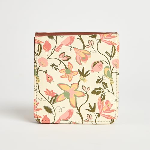 Chumbak Women’s Wallet – Olive Palm Collection, Vegan Leather Square Wallet with Secure Button Lock, Card Holder & Currency Slots – Brown Ladies Purse