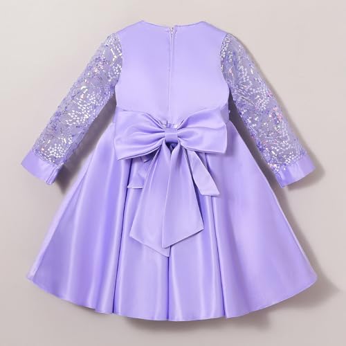 Hopscotch Girls Purple Full Sleeves Sequinned Floral Party Dress for Age (4-5 Years)