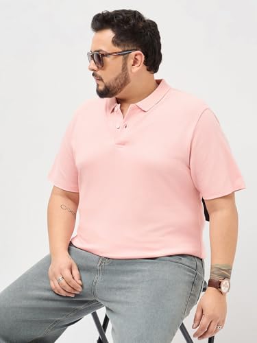 Urbano Plus Men's Dusty Pink Solid Regular Fit Half Sleeve Cotton Polo T-Shirt (pluspolosolp-01-dpink-4xl)
