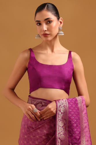 Soch Womens Purple Silk Blend Ethnic Motifs Zari Woven Saree