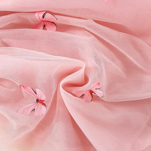 Hopscotch Girls Sequin Butterfly Ruffle Strap Dress in Peach Color for Age (9-12 Months)