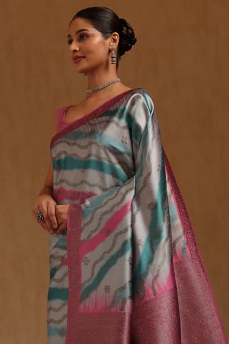 Soch Womens Onion Pink Tussar Woven Design Saree