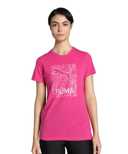 Puma Women's Graphic Print Regular Fit T-Shirt (Garnet Rose)