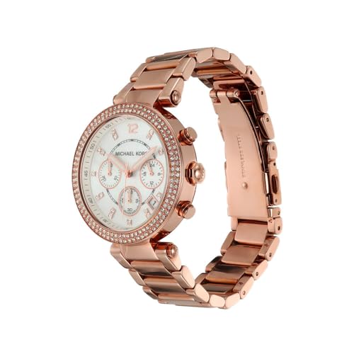 Michael Kors Parker Analog White Dial Gold Band Women's Stainless Steel Watch-MK5491