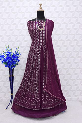 RUDRAPRAYAG Georgette And Santoon Straight Anarkali Gown For Women | Semi-Stitched | Maxi For Women | Gown in Clothing & Accessories