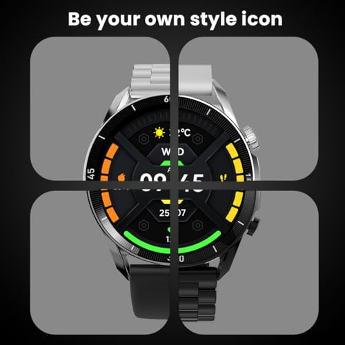 Fire-Boltt Legacy Luxury Round Smart Watch 1.43″ Super AMOLED, Bluetooth Calling, Wireless Charging, Voice Assistant, SPO₂ & Heart Rate Monitor, 110+ Sports Modes, Smart Watch for Men & Women - Black