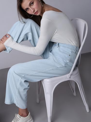 Vero Moda Women's Wide Leg Mid Rise Light Blue Jeans