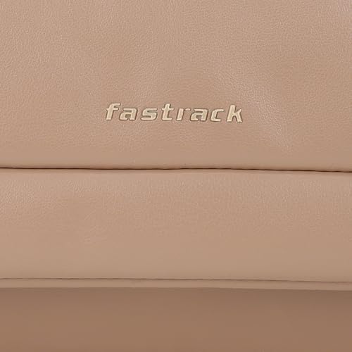 Fastrack Poppy Beige Sling | Beige | Faux Leather Crossbody Bag | Spacious Compartment with Organizer Pockets | Adjustable Strap | Coin Pocket Charm | Zipper & Magnetic Flap Closure