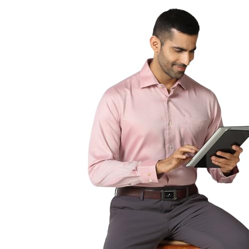 blackberrys Men Pink Luxe India Slim Fit Shirt | Soft Pink Solid Shirt with Full Sleeves, Tailored Profile and Refined Professional Styling | Size 39