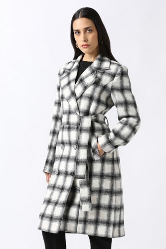 Women White Check Casual Jacket