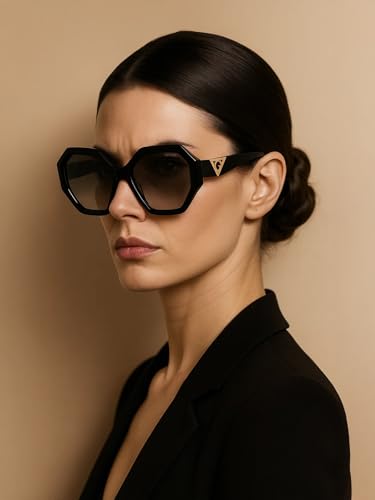 GUESS 100% UV protecetd | Gradient | Medium | Full Rim | Hexagonal | Frame: Black | Lens: Grey