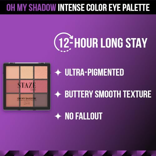 Staze 9to9 Oh My Shadow Eye Palette | Ultra-pigmented | 12 Hrs Long Lasting and Easily Blendable | Mix of Matte & Shimmer Eyeshadows | 01 Cocktail | 11g