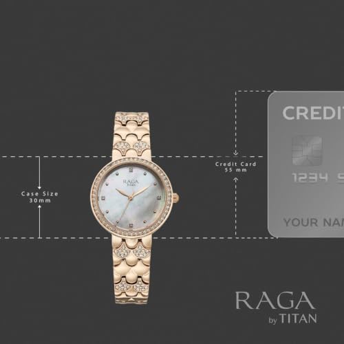 Titan Raga Spotlight 2.0 Quartz Analog 3Hands Display White Dial Rose Gold Color Strap Watch for Women - 95422WM01