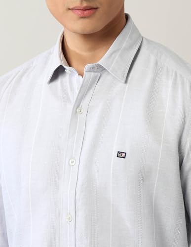 Arrow Sports Men's Striped Slim Fit Shirt (ASAEOSH1770_Light Grey