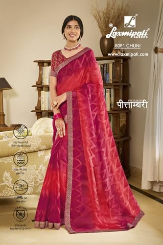 Laxmipati Pink Printed Brasso Saree for Women With Blouse Piece
