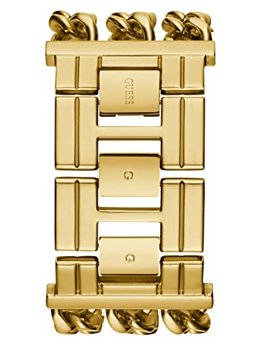 Guess Heavy Metal Rectangle 39mm Gold Dial Analog Women Watch - U1275L2