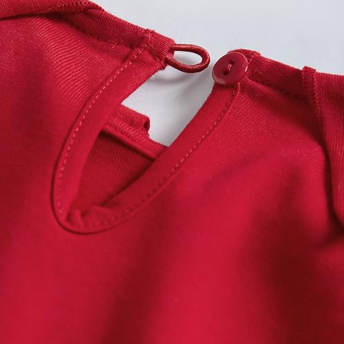 Hopscotch Girls Glittery Bow Applique Dress in Red Color for Age (2-3 Years)