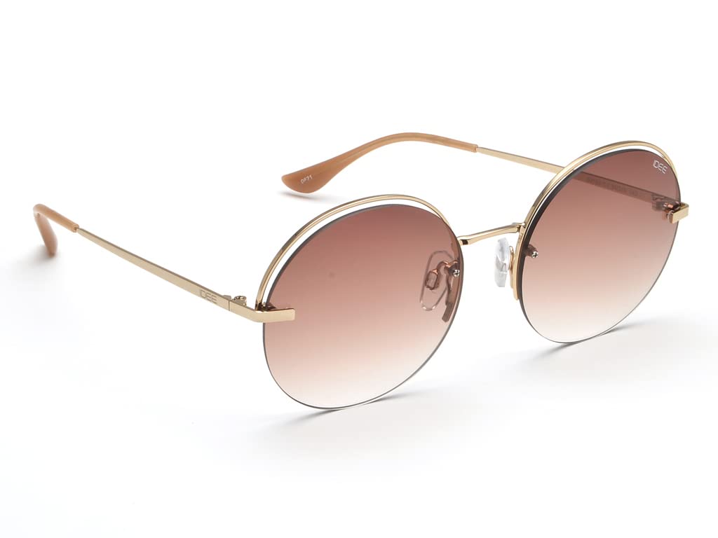 IDEE 100% UV protected sunglasses for Women | Size- Large | Shape- Round | Model- IDS2780C1SG (Shiny Light Gold)