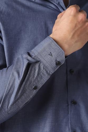 Men Blue Textured Full Sleeves Formal Shirt